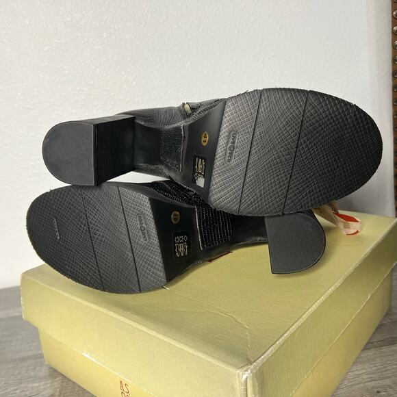 NWT A.S.98 Ford Boots Chunky Heel Platform Cutout Black Leather Size 41 US 9.5 - Picture 5 of 9